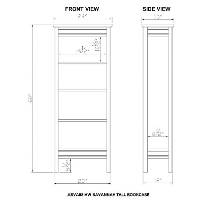Savannah 63'' Ivory and Natural Wood Adjustable Tall Bookcase