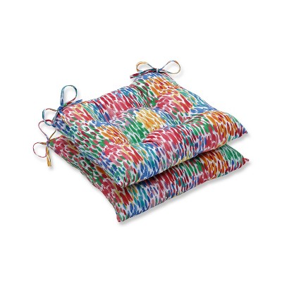 2pk Make It Rain Wrought Iron Outdoor Seat Cushion Zinnia Blue - Pillow Perfect