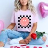 Simply Sage Market Women's Valentines Pink Smiley Short Sleeve Graphic Tee - 2 of 4