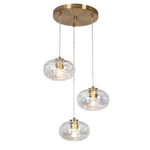 LNC Chrysaorican 3-Lights 18.5" Modern   Luxury Iridescent Glass Cluster Chandelier,Gold - 1 of 4