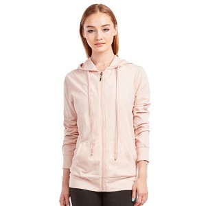 Sofra Women's Cotton Comfort Zip Up Hoodie Jersey Sweater - 1 of 3