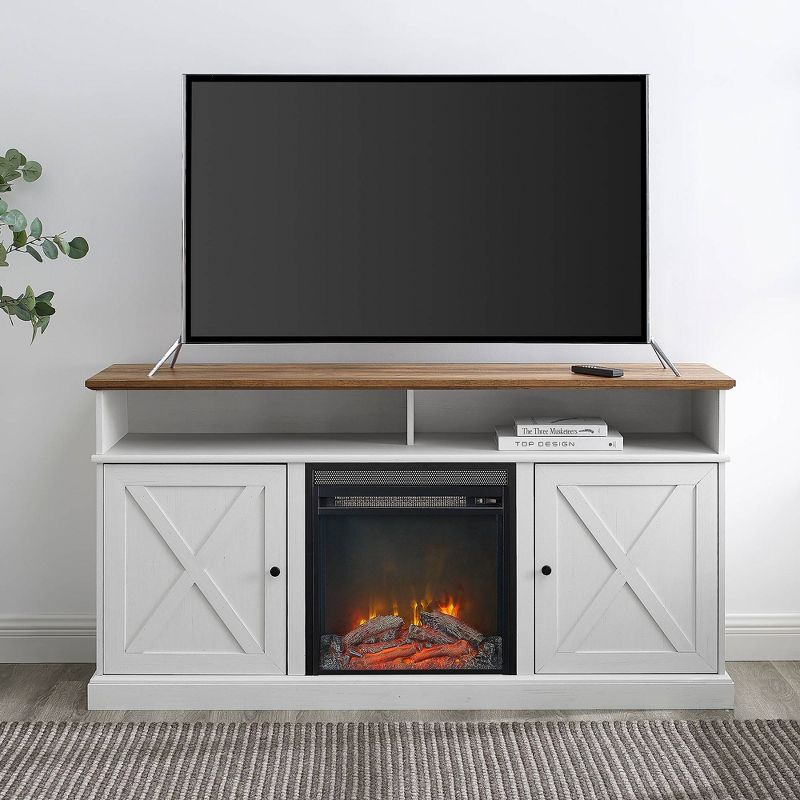 Beaux Farmhouse Barn Door with Electric Fireplace TV Stand for TVs up to 65" - Saracina Home, 5 of 10