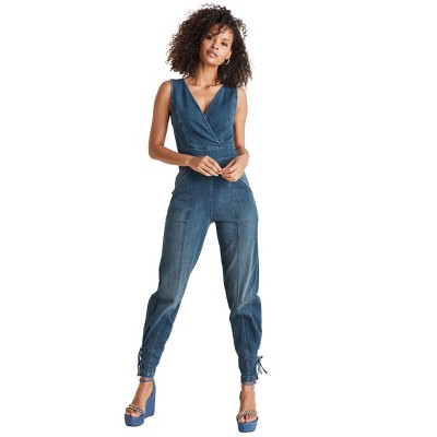 VENUS Womens Denim Utility Jumpsuit