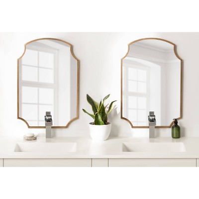Carlow Antique Gold Scalloped Corner 20x30 Wall Mirror