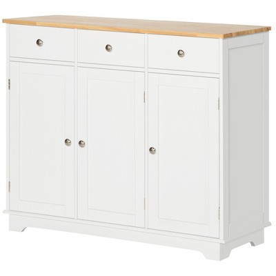 NicBex 3 Drawer Kitchen Island Cart with 2 Cabinets,Kitchen Island with Solid Wood Countertop,Modern Kitchen Table,Island Table for Kitchen