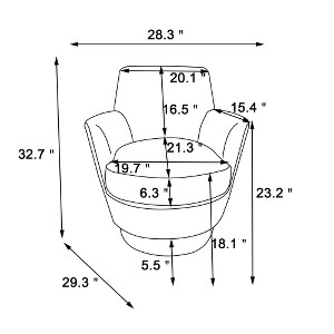 Gulches Teddy Swivel Barrel Chair - 360¡ã Noiseless Iron Base Round Accent Armchair with High-Density Sponge, Easy-Clean Fabric, Orange - 1 of 4