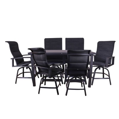 Courtyard Casual Santorini 7 pc Balcony Set  Includes:  One Balcony Table and Six Swivel Balcony Bar Stools