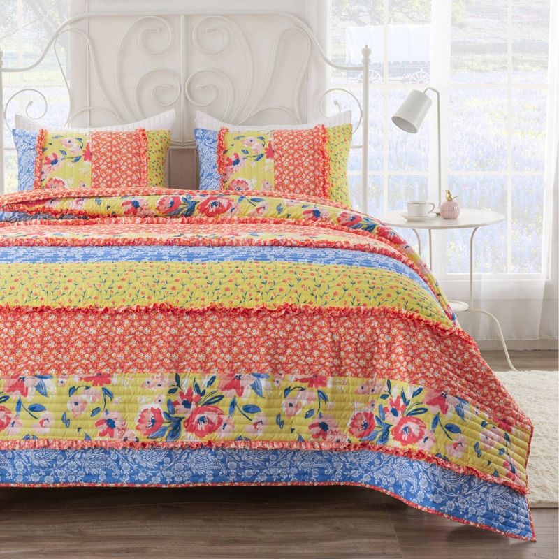 Greenland Home Fashions Skylar Quilt Set Calico Red/Yellow/Blue, 1 of 6