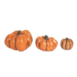 Transpac Terracotta 9.75 in. Orange Harvest Pumpkin Decor Set of 3 - 1 of 2