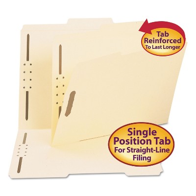Smead Folder Two Fasteners 2/5 Cut Right Center Top Tab Letter Manila 50/Box 14580