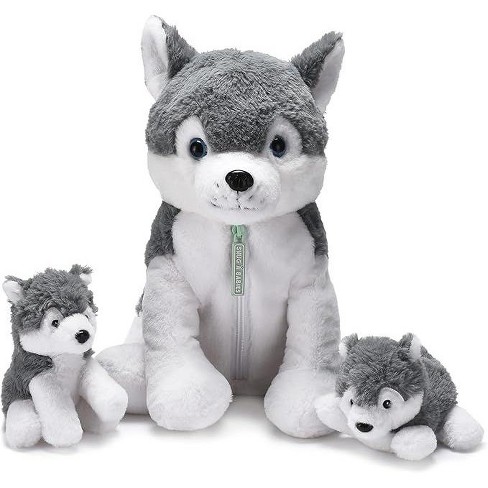 Snug A Babies Husky Plush Mommy Husky And Two Stuffed Puppies Animal Set Gray Target