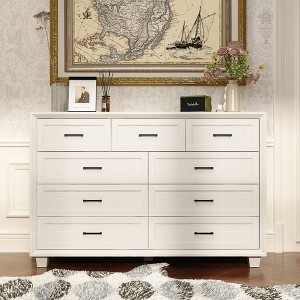 Famapy Brown/White Dresser,Large-Sized 9 - Drawer Chest with Anti-Tipping,Storage Unit for Bedroom Organizer/Living Room/Entryway - 1 of 4