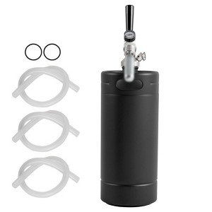 VEVOR Beer Growler Tap System, 128Oz 4L Mini Keg, 304 Stainless Steel Pressurized Beer Growler with Pressure Display, CO2 Regulator Faucet, Black - 1 of 4