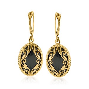 Ross-Simons Black Onyx Drop Earrings in 14kt Yellow Gold - 1 of 4