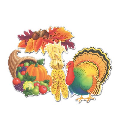 Beistle Thanksgiving Cutouts, 13.75"-15.25", (12/Pkg) Multicolored