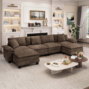 Captiva Designs 157.5-Inch Cloud Modular 6PC U-Shaped Sectional Sofa, Oversized Couch with Ottomans, Deep Seats - 1 of 4