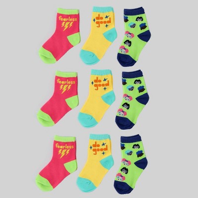 9pk Kids' Socks Pink/Yellow/Green - Bullseye's Playground™
