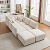 VYNXARIA Multi-Module Combination Style Sofa for Living Room,Modern Minimalist Corduroy Combination Sofa with 2 Comfort Cushions,beige,two sets - 3 of 4