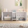 55 Inch Litter Box Enclosure for 2 Cats, Cat Litter Box Enclosure Furniture with Double Room, Hidden Litter Box Cabinet with Cat Door - 2 of 4