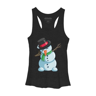 Women's Design By Humans Christmas Dabbing Snowman By GiftsIdeas Racerback Tank Top