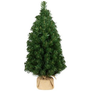 Northlight Medium Green Mini Pine Artificial Christmas Tree in Burlap Sack - 24" - Unlit - 1 of 4