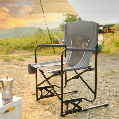Freestyle Camping Chair Folding, Folding Rocking Chair With Solid, Camping Chair That Rocks With Drink Holder & Comfortable Backrest-Cuddlewood