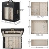 Jewelry Box with Mirror and Glass Window, Black Vertical Travel Organizer for Earrings, Rings, Necklaces, Christmas Gift - 4 of 4