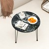 Tangkula Small Round Coffee Table w/ Thickened Tabletop & Metal Tripod Legs Faux Marble Black - 3 of 4