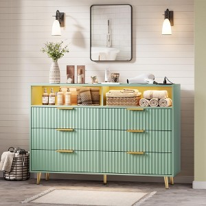 green emerald velvet dress Richmond Ridged 5 Drawer Dresser, Matte Sage Green