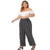 Agnes Orinda Women's Plus Size Boho Palazzo Elastic Waist Stripe Wide Leg Lounge Pants with Pocket - 3 of 4