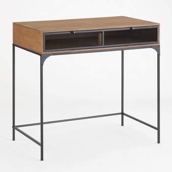 The Lakeside Collection Industrial Farmhouse Style Desk with Storage
