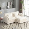 76.77'' Chenille Double Sofa with Removable Armrests L-Shaped Sectional Sofas, Footstool, and Convenient Side Pockets - 3 of 4