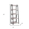 HomeRoots 67" Natural and Black Metal Five Tier Ladder Bookcase - 3 of 4