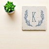 Personalization Mall Farmhouse Floral Personalized Letter Tumbled Stone Coaster Set - 3 of 4