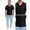 INSPIRE CHIC Men's Camp Collar Short Sleeve Button Down Party Mesh See Through Shirts - 4 of 4