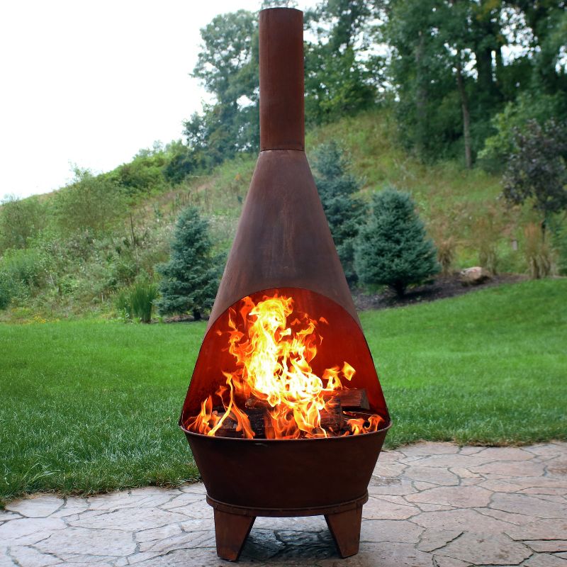 Sunnydaze Outdoor Backyard Patio Mexican Style Oxidized Steel Wood-Burning Fire Pit Chiminea - 6' - Rust, 4 of 14