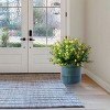 Syemin Planters Set of 3 Grid Ceramic Flowerpot with Drainage Hole, Modern Planter for Patio, Garden, Windowsill, Green, 9.65"*9.65"*9.25" - 2 of 4