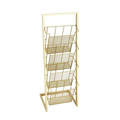 Contemporary Metal Magazine Rack Holder Gold - Olivia & May