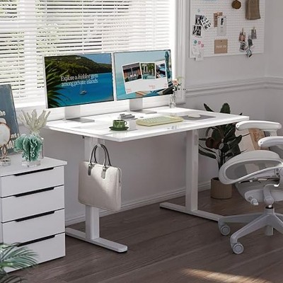Standing Desk Modern with Electric Height Adjustment and Tempered Glass Top for Home Office 48in Wide-3irtyhousy