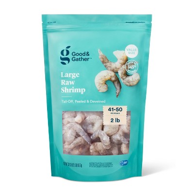 Large Tail-Off, Peeled, Deveined Raw Shrimp - Frozen - 41-50ct/lb - 2lbs - Good & Gather™