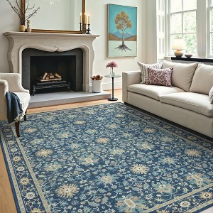 ABYNOW Area Rug Machine Washable, Non Slip, Boho Vintage Print for Living Room - 1 of 4