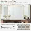 SinCiDo 48" Farmhouse Corner Vanity Desk, w/ 3 Way Mirror & Lights, Charging Station, Glass Tabletop, 3 Drawers and 2 Lockers, Bedroom Dressing Table - 4 of 4