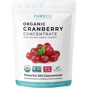 USDA Organic Cranberry Concentrate, Pure Cranberry Juice Concentrate for Urinary Tract, Joint & Kidney Health Support, Pure Co, 100 or 200 servings - 1 of 4