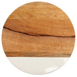 Gibson Home 12 Inch Duo Tone Round Wood Serving Board - 1 of 4