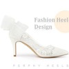 Perphy Women's Pointed Toe Breathable Lace Back Bow Decor Stiletto Heel Pumps - 4 of 4