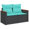vidaXL 3 Piece Patio Sofa Set with Cushions Black Poly Rattan - 3 of 4