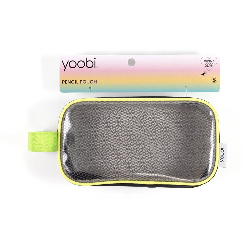 Yoobi Single Zip Pencil Pouch_Yellow Mesh