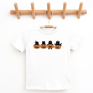 Four Black Cats Pumpkins - Youth Short Sleeve Graphic T-Shirt and Toddler Short Sleeve Graphic T-Shirt - 1 of 4