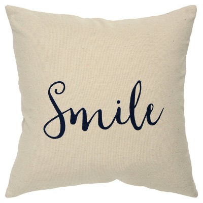 "Smile" Poly Filled Pillow Black - Rizzy Home