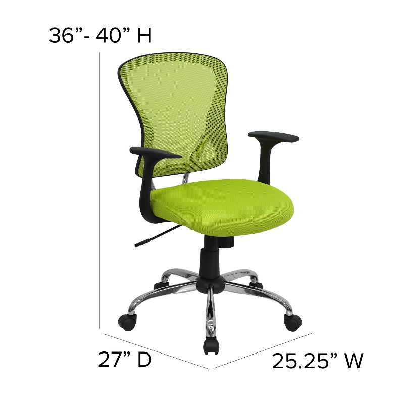 Emma and Oliver Mid-Back Mesh Swivel Task Office Chair with Chrome Base and Arms, 5 of 13